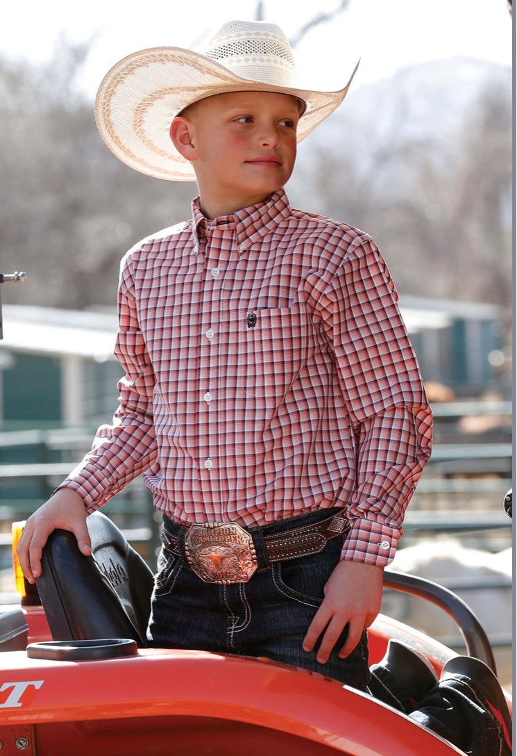 Shirts Kid’s Boys MTW7060274 Pink plaid.
