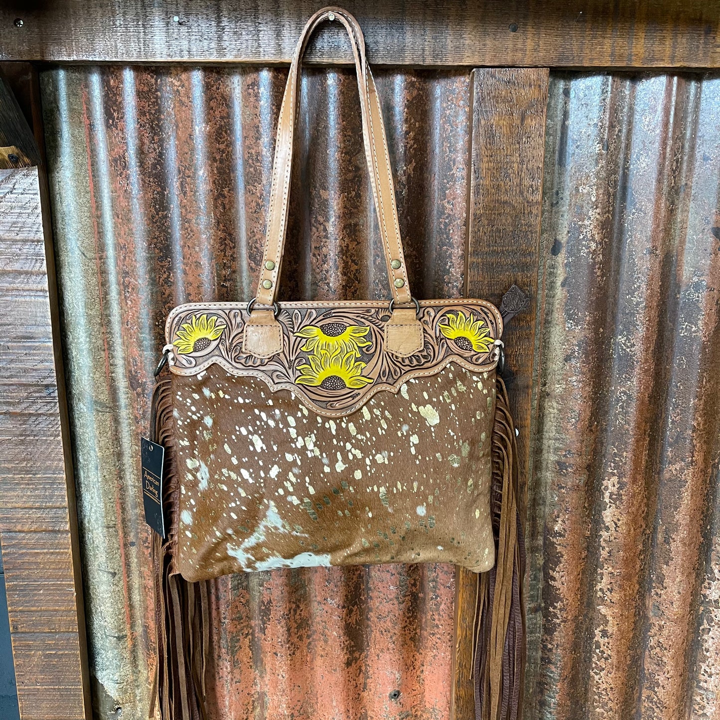 Purses American Darling Sunflower Hide on Hand Bag ADBGS144ACGOSUNF