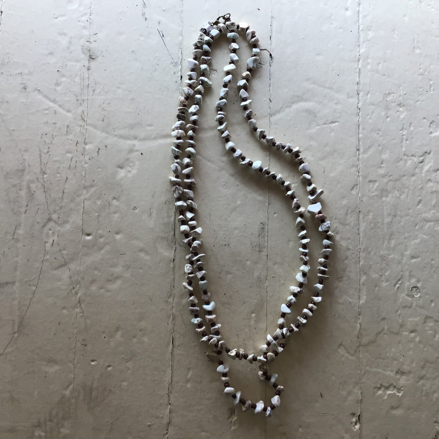 Turquoise stone with brown bead. Turquoise or off-White extra long