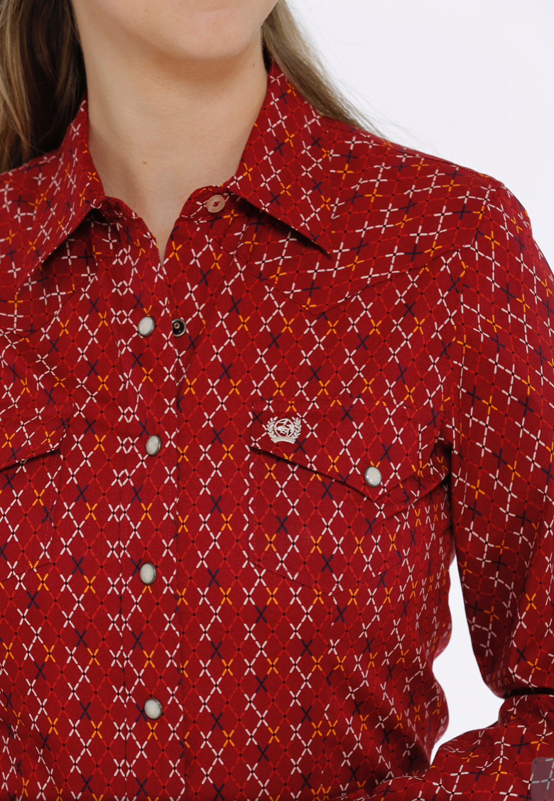Shirts Women’s Cinch Red Snap Up