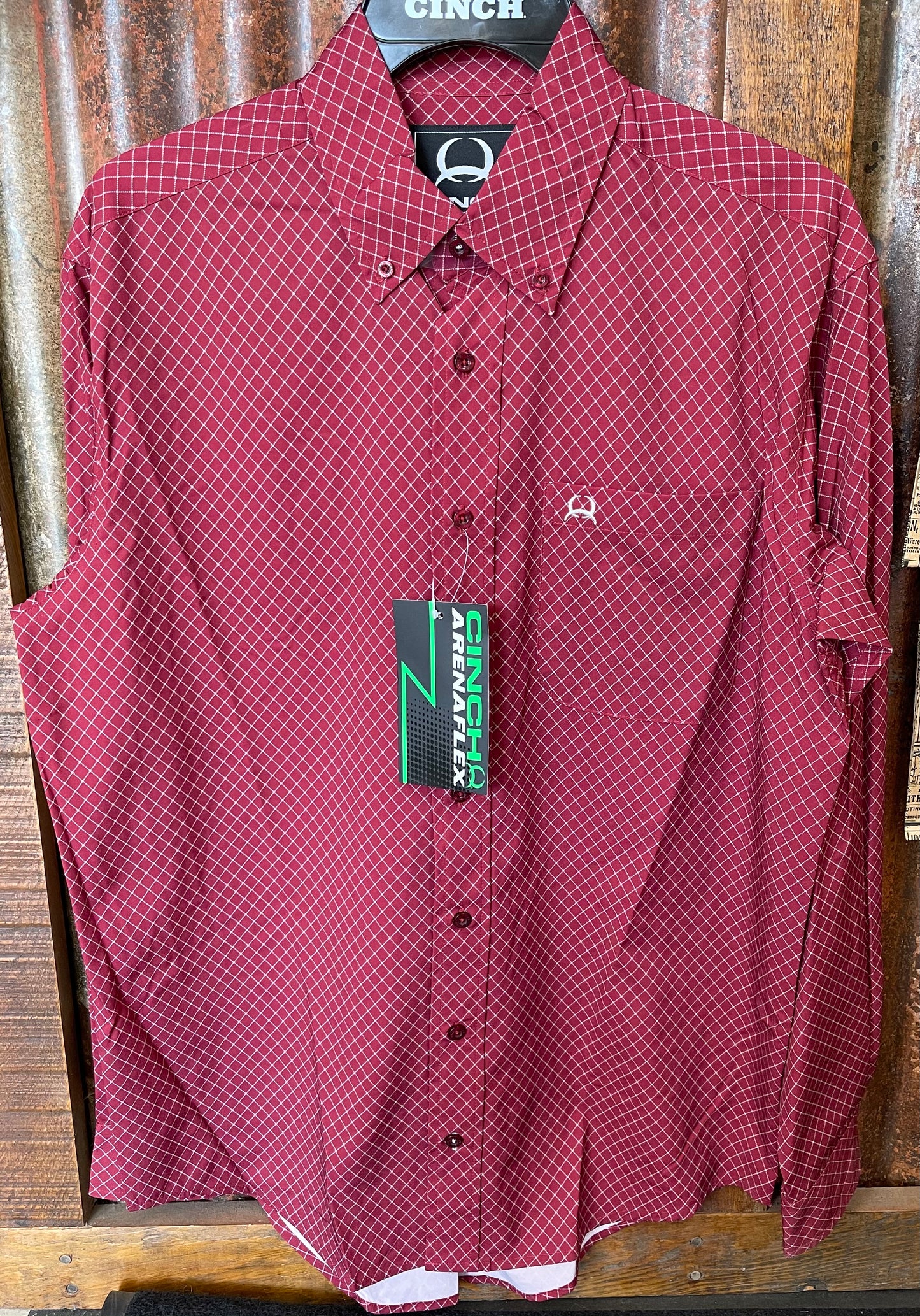 Shirts Men's Cinch Arena Flex Long Sleeve Button Down Burgundy Print MTW1862005