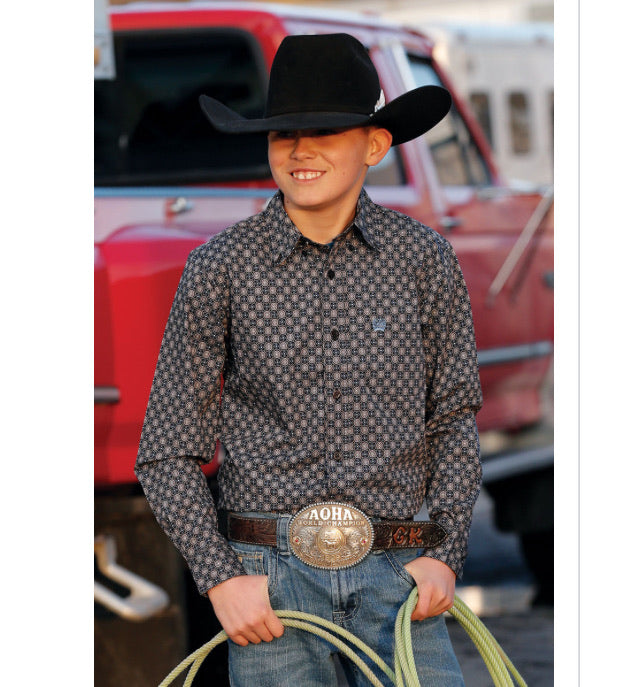 Shirts Kids Cinch grey and blue geo print MTW7060221