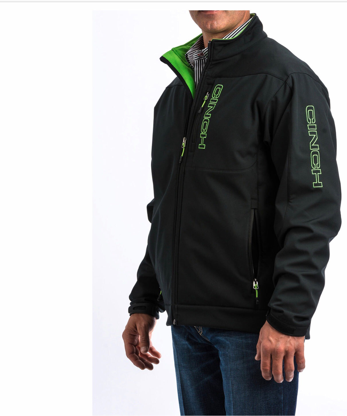 Outerwear Men’s Coat Black with green