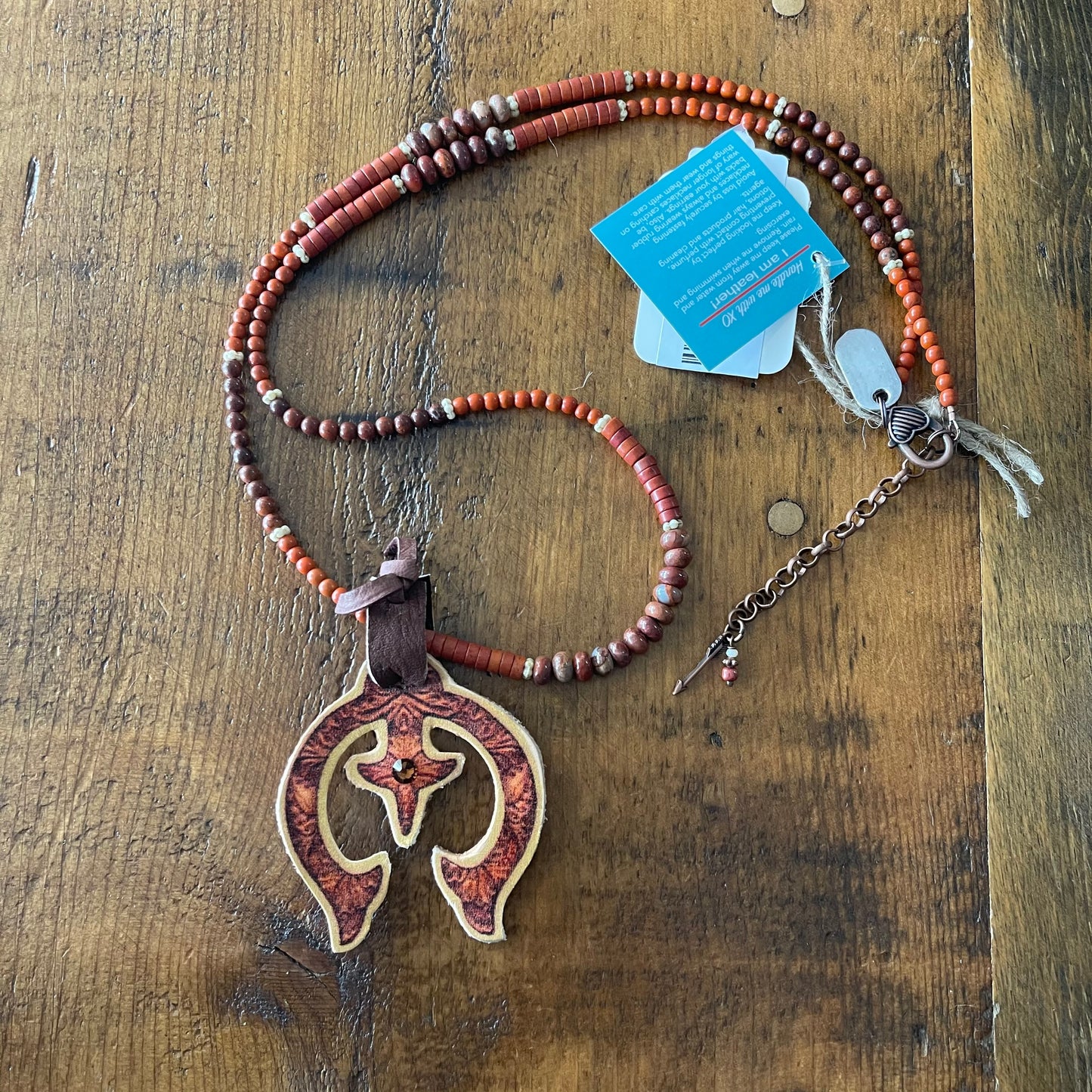 Jewelry Leather Squash Blossom Necklace— Beads and Swarovski Crystals