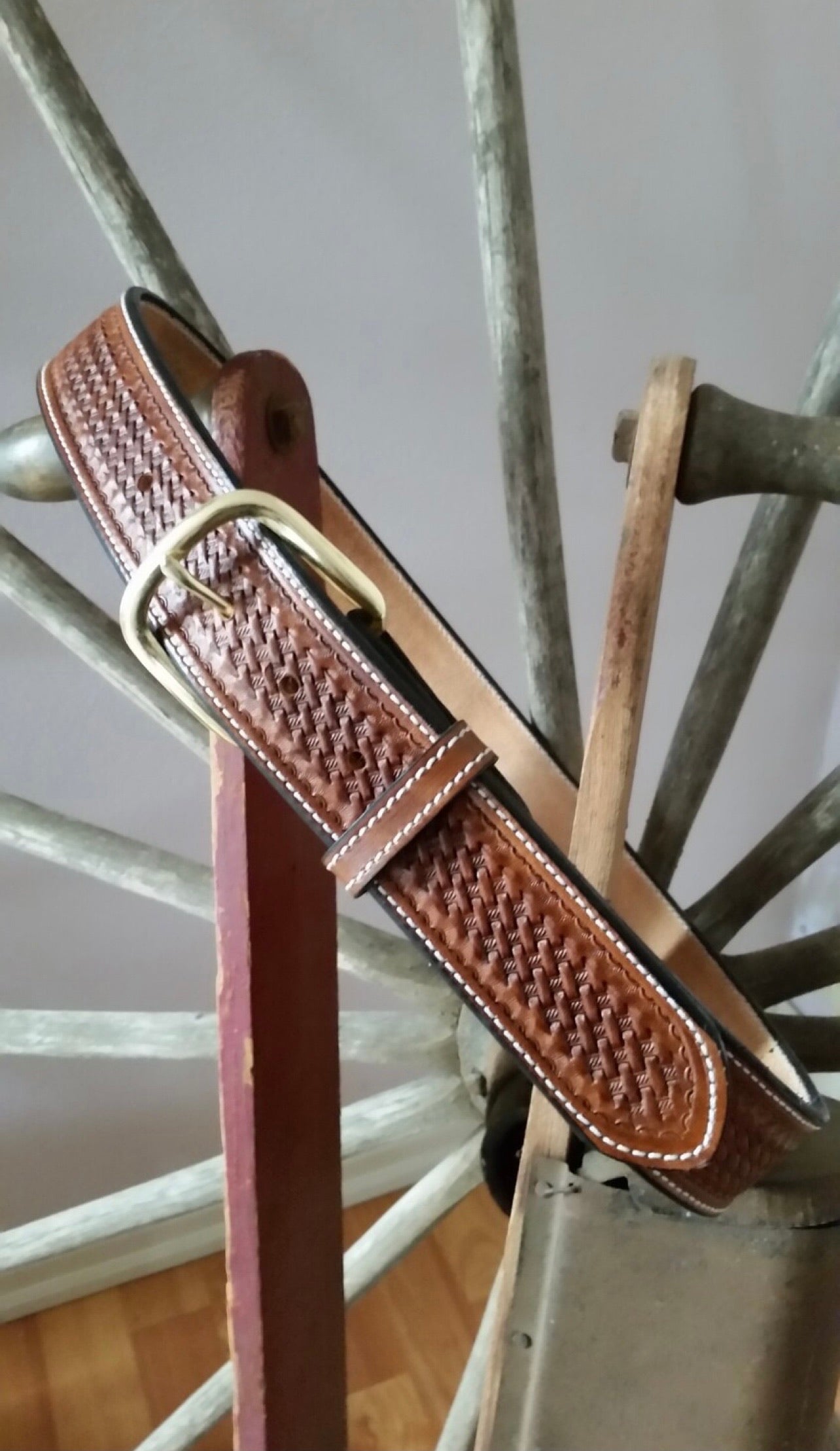 Belts Tan Basket Weave 1-1/2” Visalia Stock Saddle Co. Belt 110TN