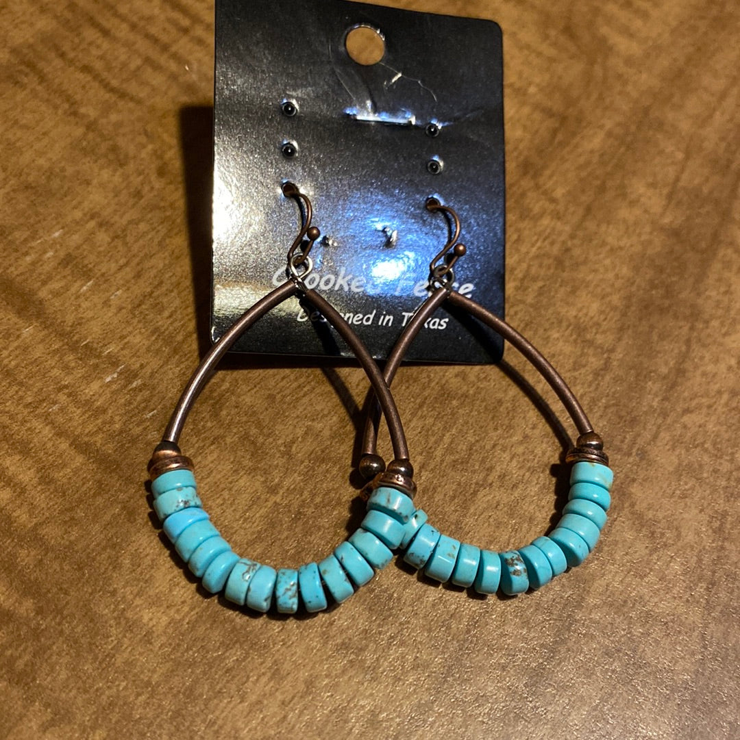 Earrings teardrop loops with turquoise, white and green stone beads ERZ210925-37, ERZ210925-39, ERZ210925-40,