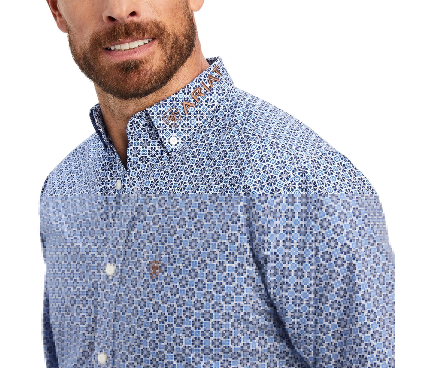 Shirt Men’s Ariat Maurice White Blue Geo print 10041791