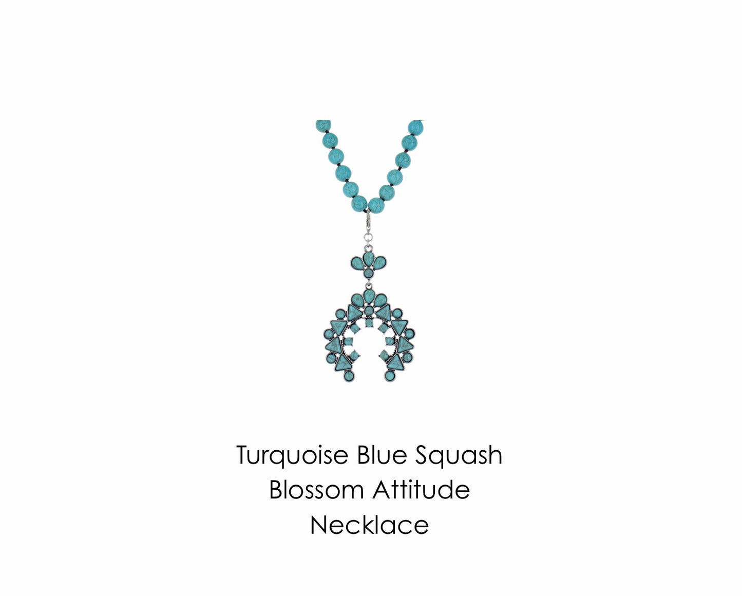 Turquoise Blue Squash Blossom Attitude Necklace Jewelry ANC4674