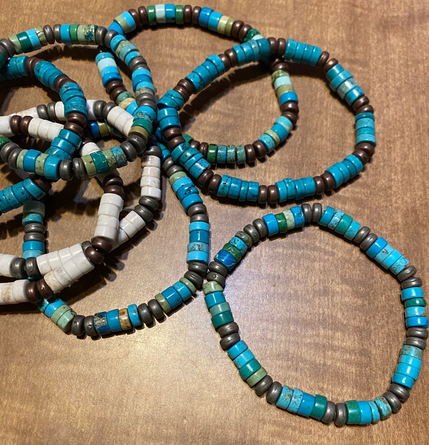 Beaded flat stone Bracelet Jewelry