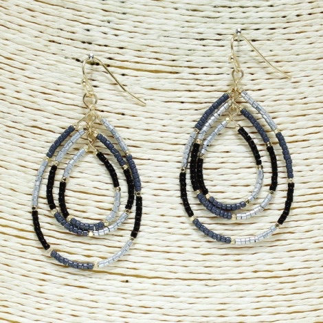 Jewelry Earrings Multicolor triple Beaded Hoops E1119