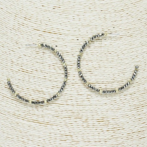 Jewelry Earrings Hematite Beaded Hoops ER2517CS