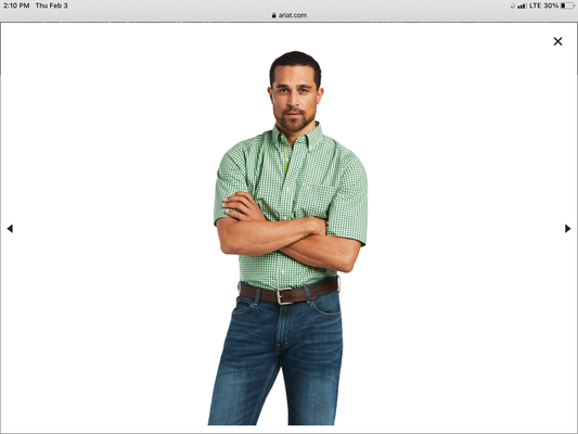 Shirts Men’s Ariat Pro Dean Classic Button Down Short Sleeve Parrot Green 10039302