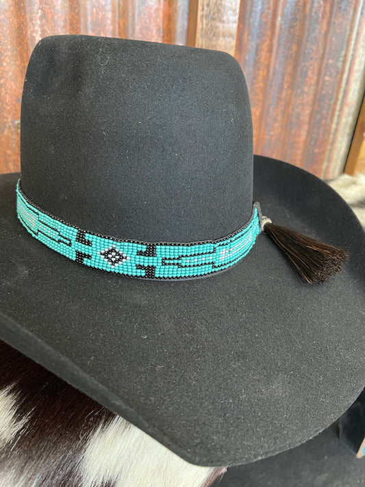 Hatband Beaded BS12W with horsehair tassels