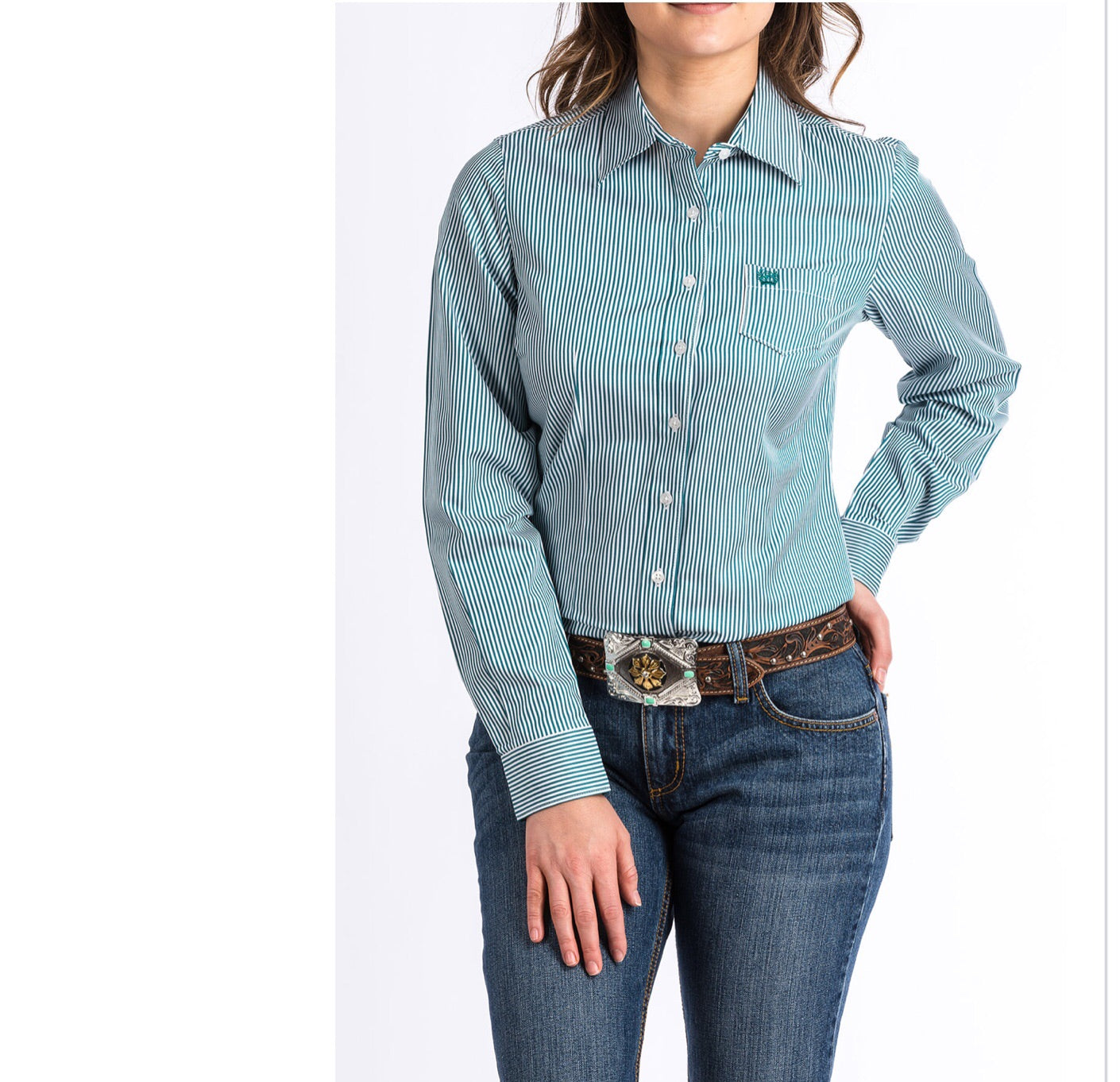 Shirts Women’s Cinch Shirt Tea Green Stripe MSW9164088 TEA