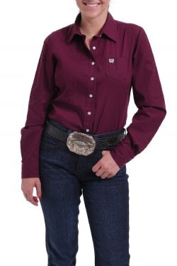 Shirts Women's Cinch Burgundy Solid Shirt MSW9164030 – Shop Wild West