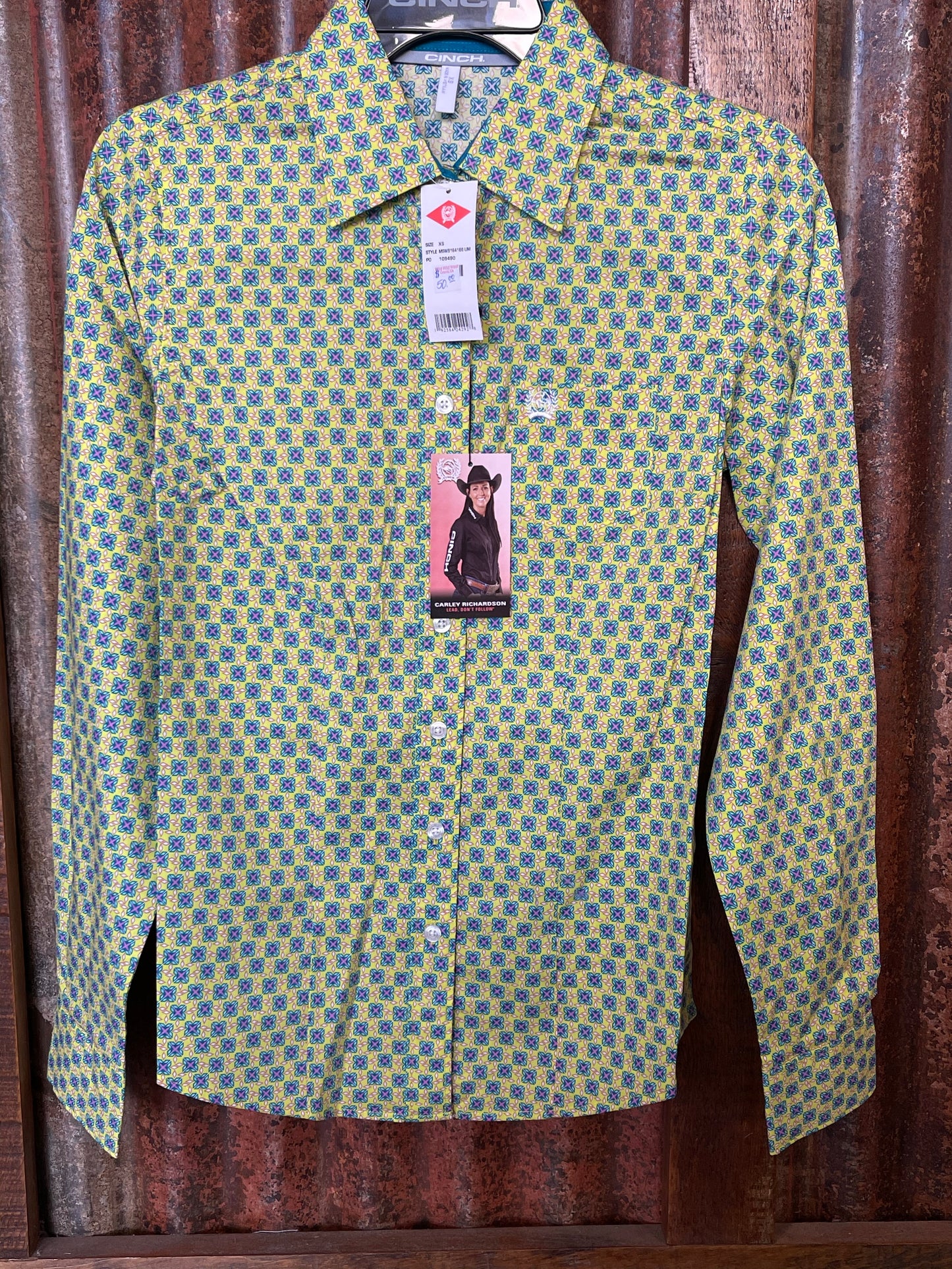 Shirts Women’s Cinch Button Up — Lime MSW9164166