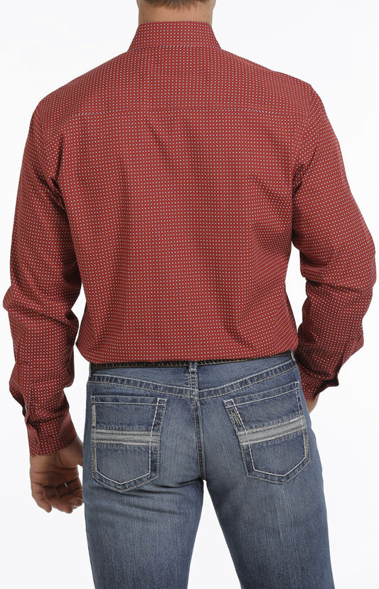 Shirts Men’s Cinch Red Geometric Print Button Up MTW1347032