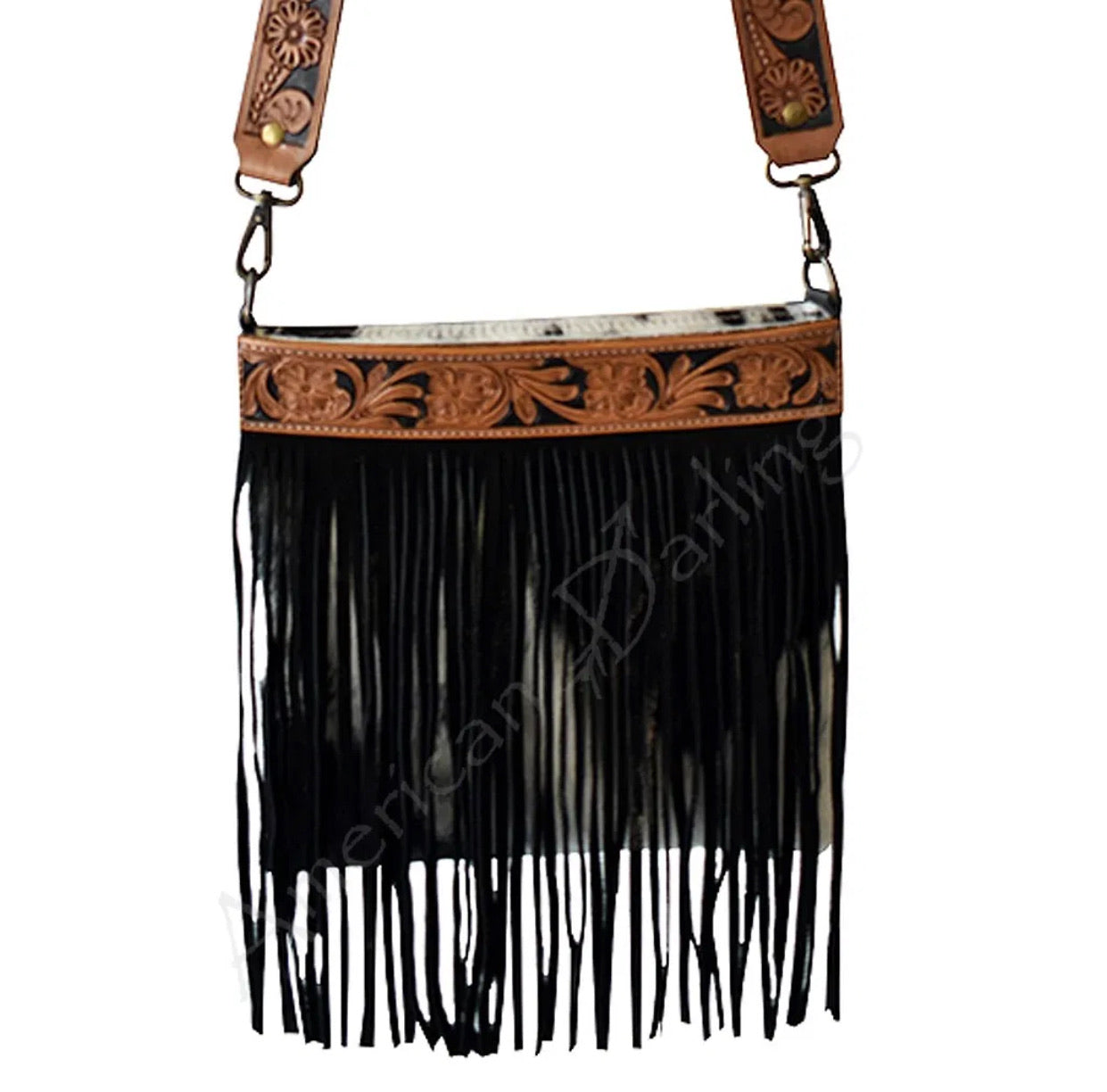 Purses American Darling Hide on Fringe Overlay Cross Body ADBGS172BKW