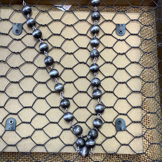 Globe bead necklace in bronze and silver