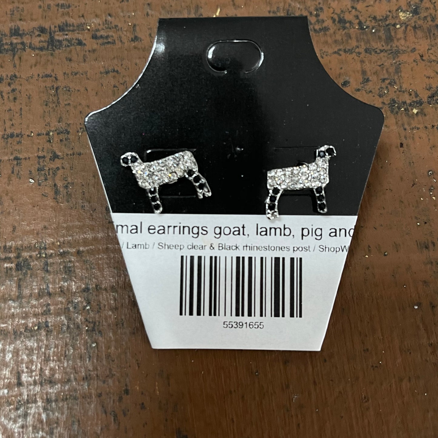 Animal earrings goat, lamb, pig and steer