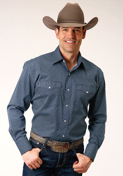 Shirts Mens Roper Geo Print Blue
