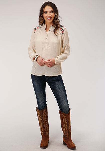 Shirts Women’s sale no returns Roper White Floral Blouse 03-050-0565-7054