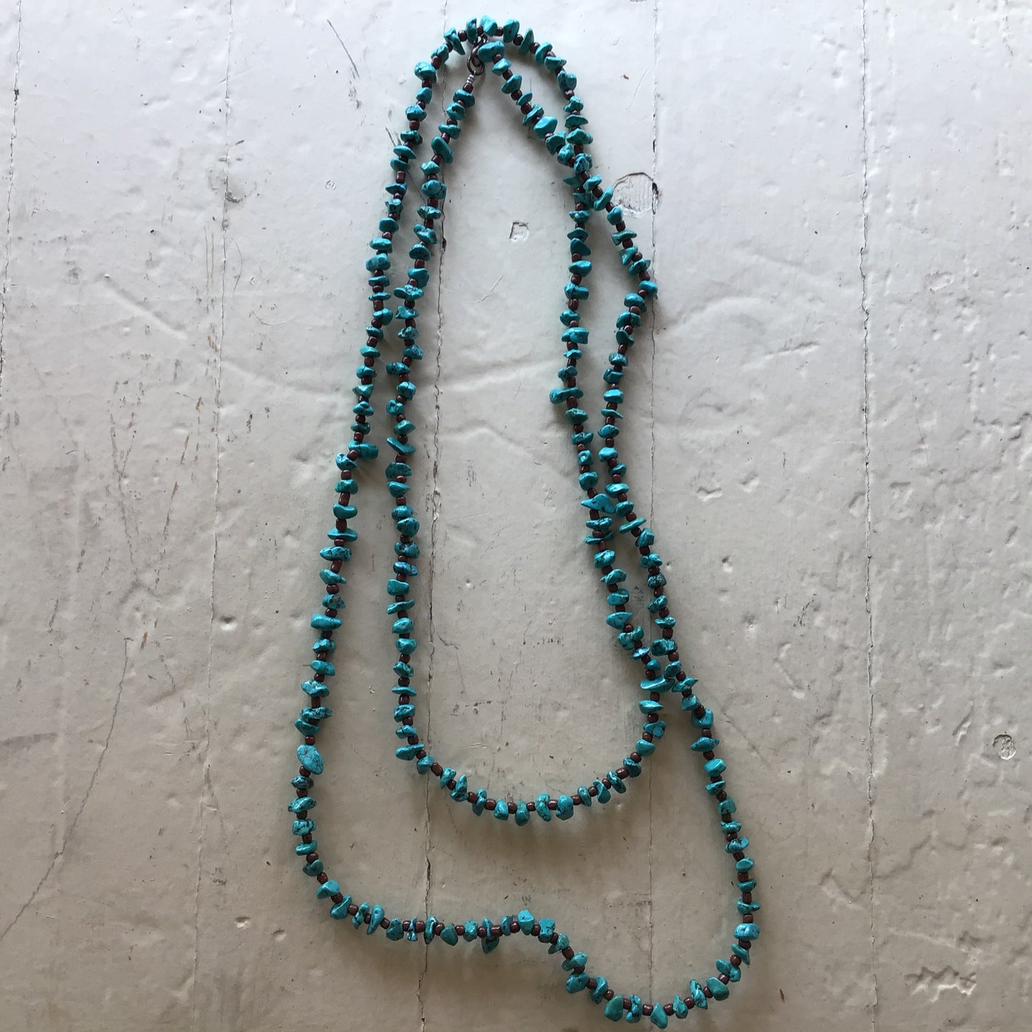 Turquoise stone with brown bead. Turquoise or off-White extra long