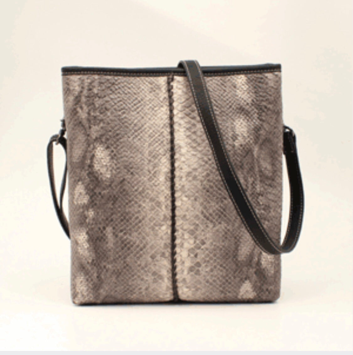 N770005301 Python Style Blazin Roxx Messenger Bag Black and White Snake Skin Print Laced Center Adjustable Crossbody Strap Conceal Carry Pocket