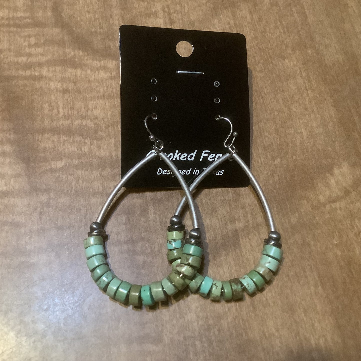 Earrings teardrop loops with turquoise, white and green stone beads ERZ210925-37, ERZ210925-39, ERZ210925-40,