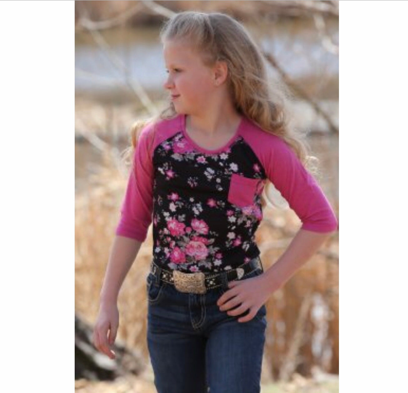 Shirts Kid’s girls Cruel pink floral raglan
