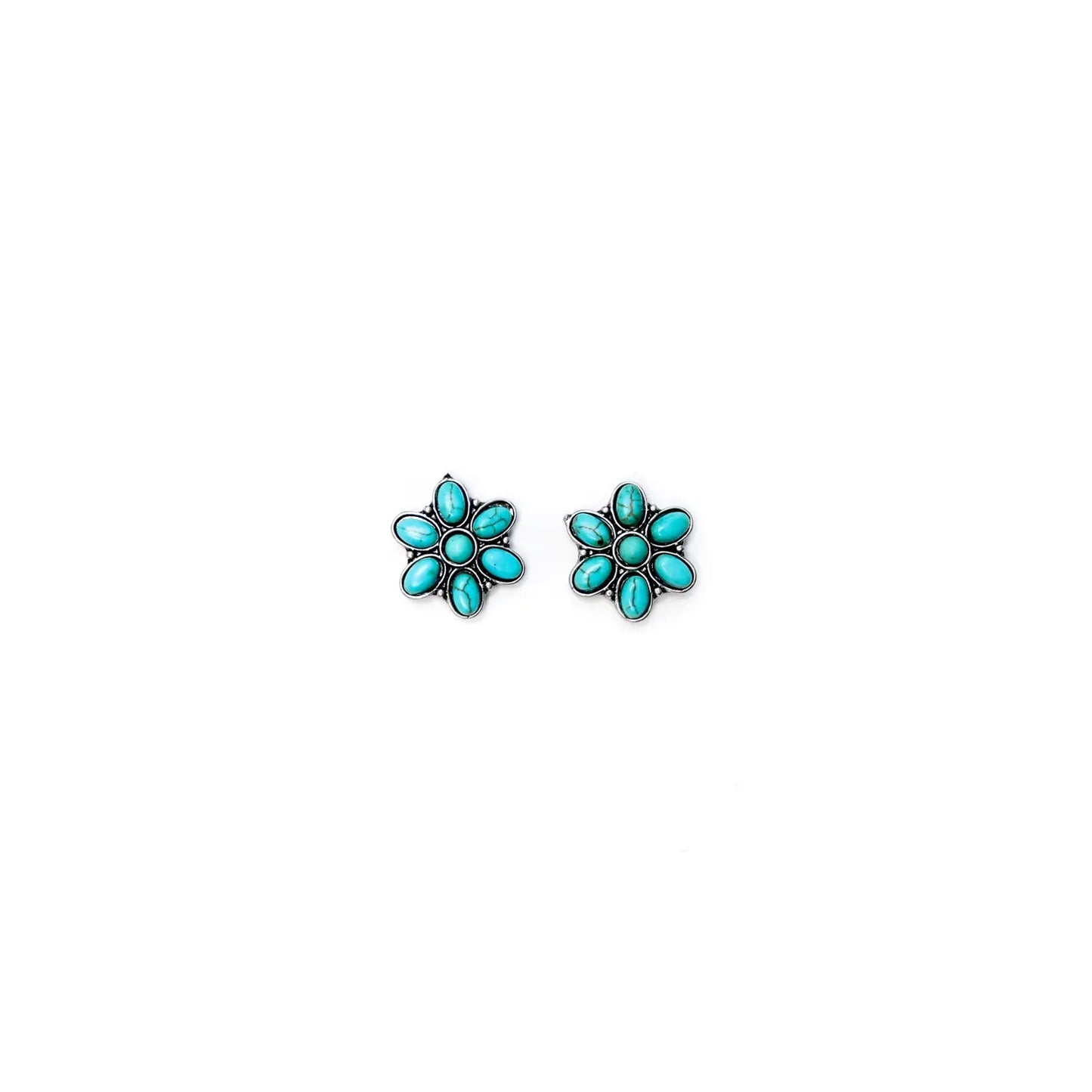 Turquoise Flower Stud Earrings E709 Jewelry