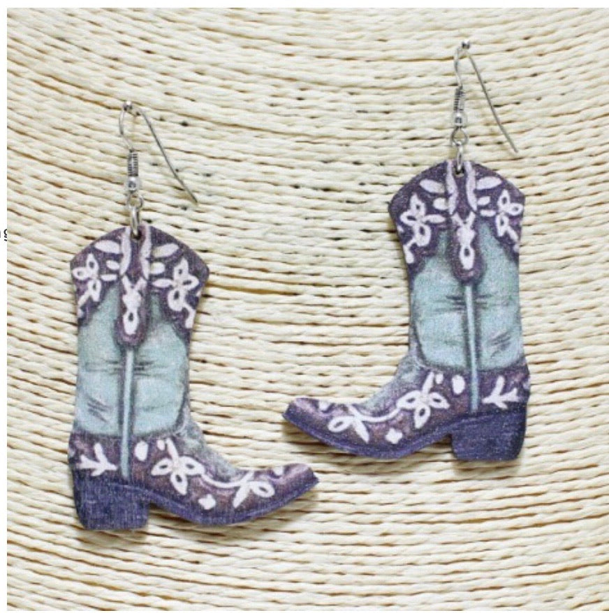 Wooden boot earrings SWE30573 SWE30574