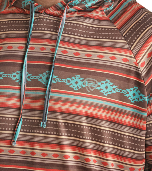 Outerwear Men’s Rock&Roll Denim Aztec Print Hoodie