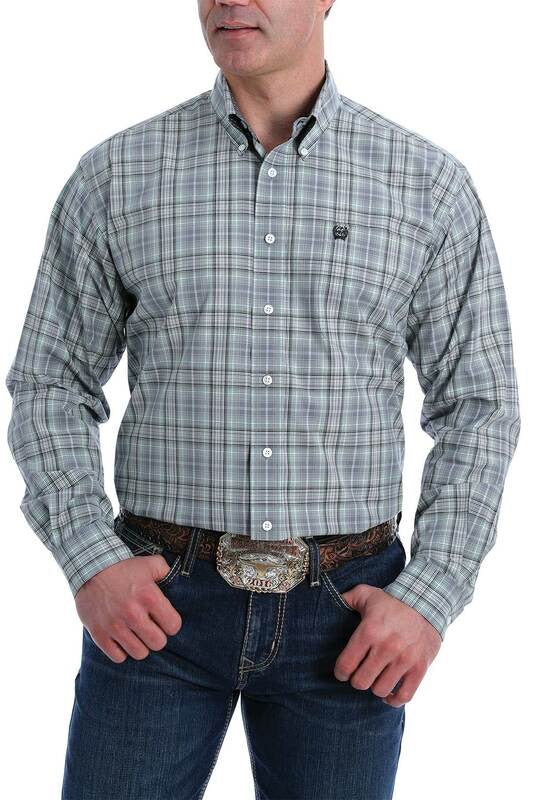 Shirts Men’s Cinch Grey/ Green Plaid MTW1105182