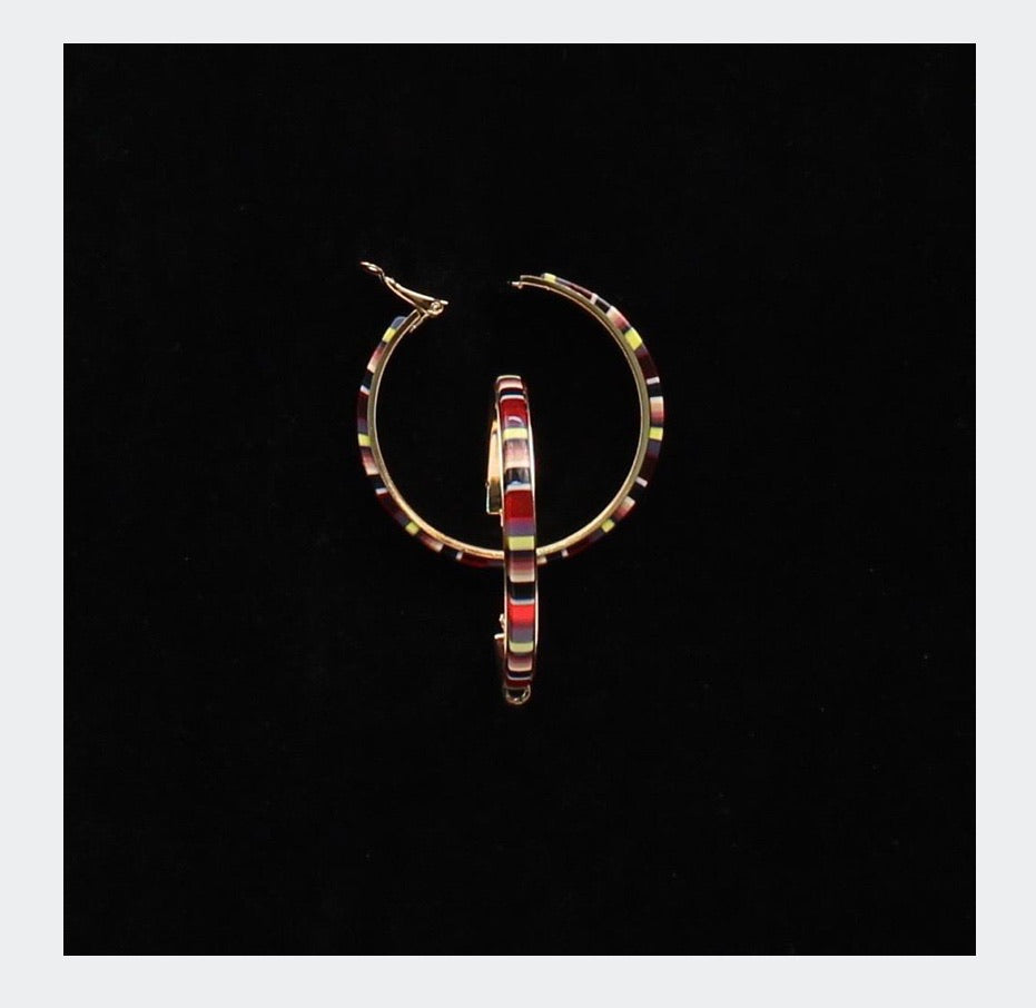 Jewelry earrings Serape Stripe Print Hoops 30971