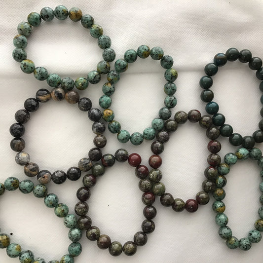 Stone bead bracelets - stone color varies