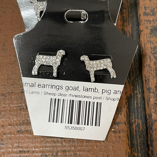 Animal earrings goat, lamb, pig and steer