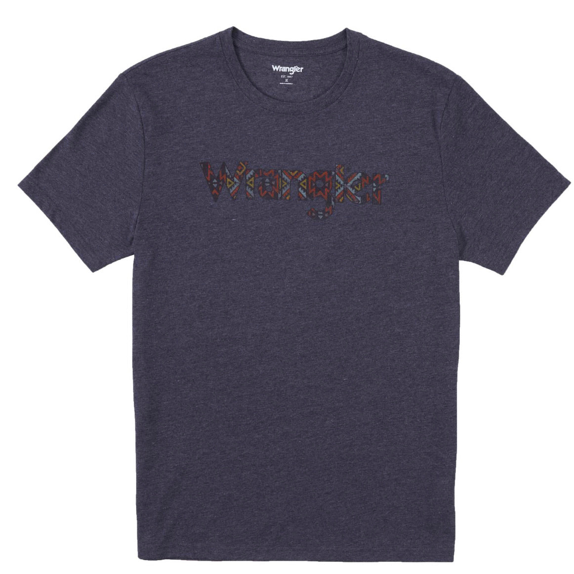 Shirt Men’s Wrangler Heather Blue T-Shirt Tribal Pattern MQ6184B