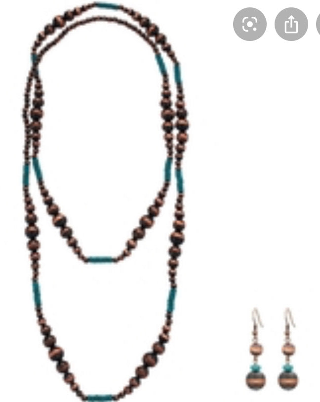 Jewelry turquoise and copper necklace 30919