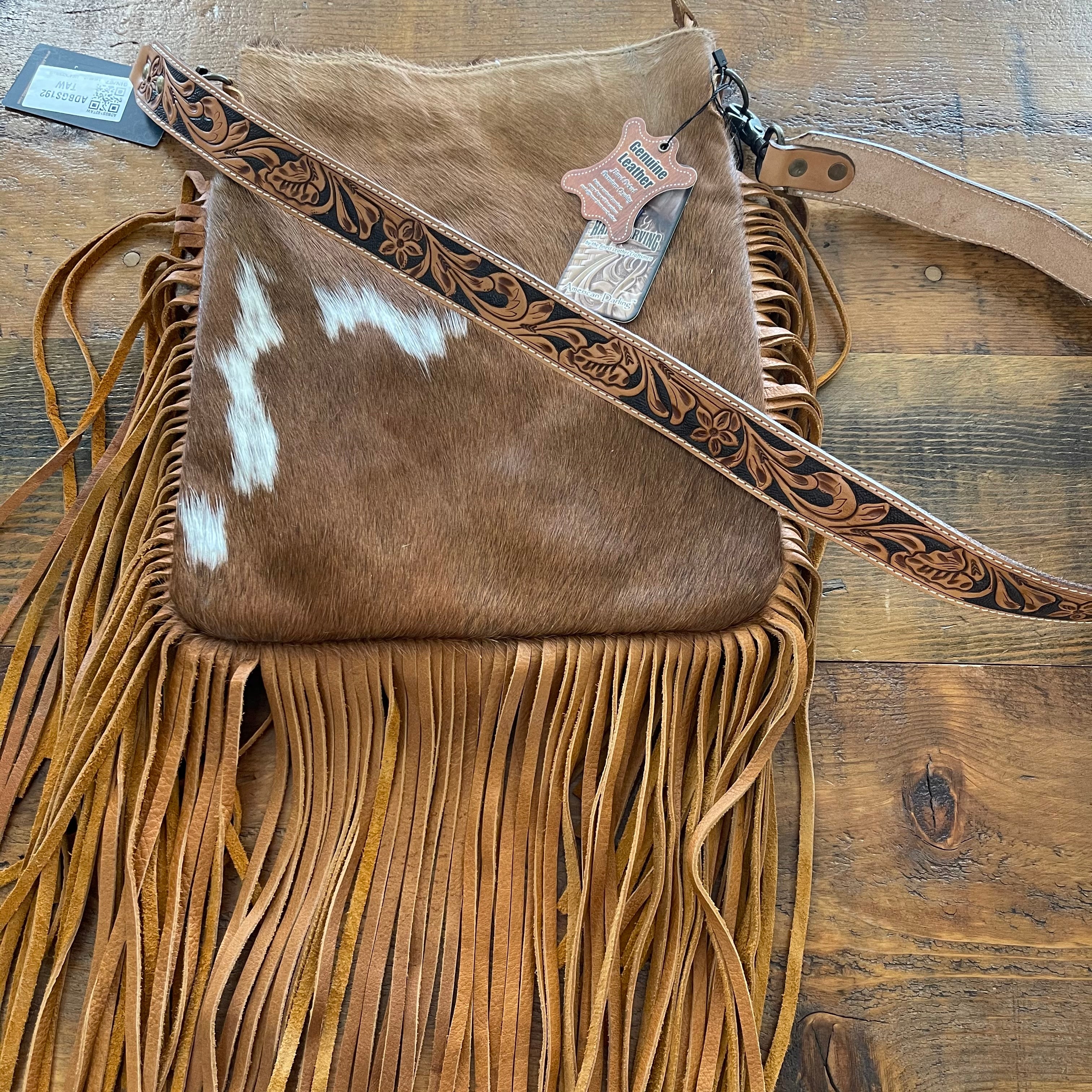 American Darling Conceal Carry Hide Fringe Cross Body Purse