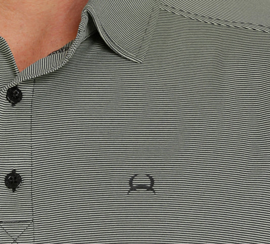 Shirts Men’s Cinch Arenaflex Polo Lime Black Stripes Print MTK1863018