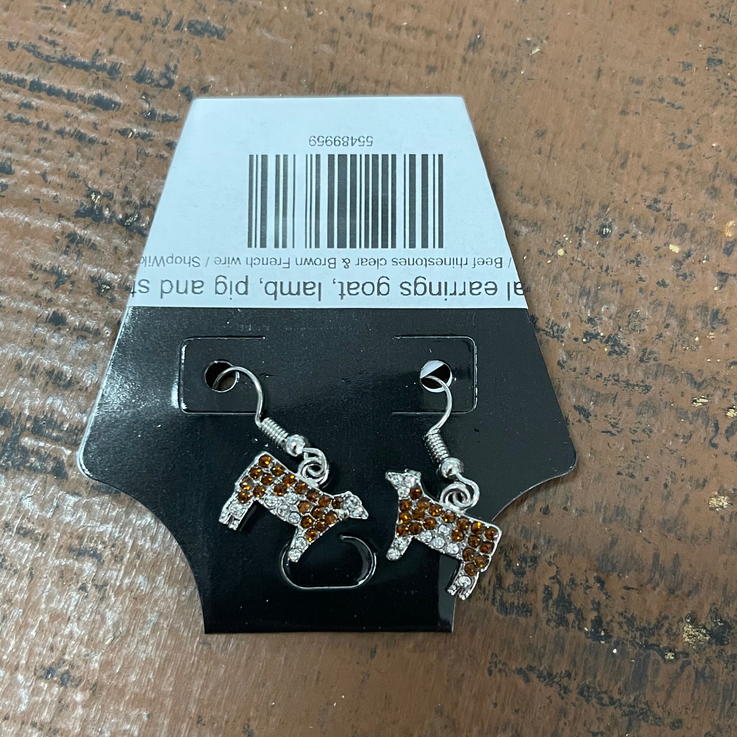Animal earrings goat, lamb, pig and steer