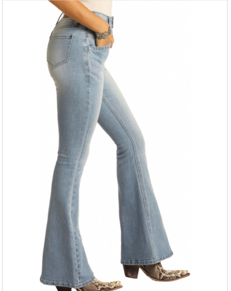 Jeans Women’s Light Wash High Rise Flare Jeans WHN9770