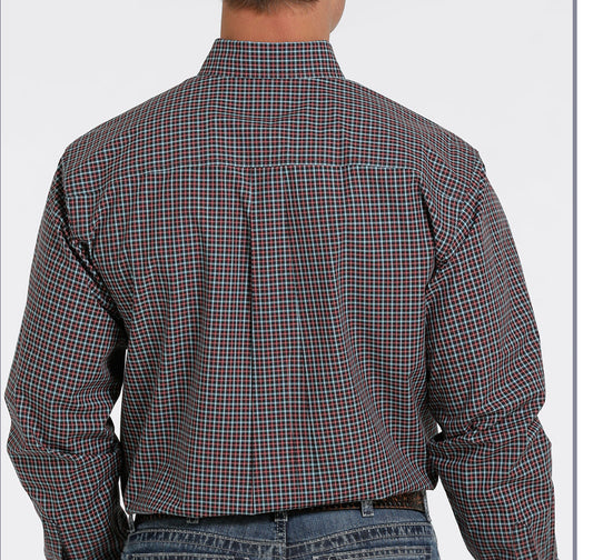 Shirts Men’s Cinch Long Sleeve Button Down Navy Red Teal Plaid MTW1105360