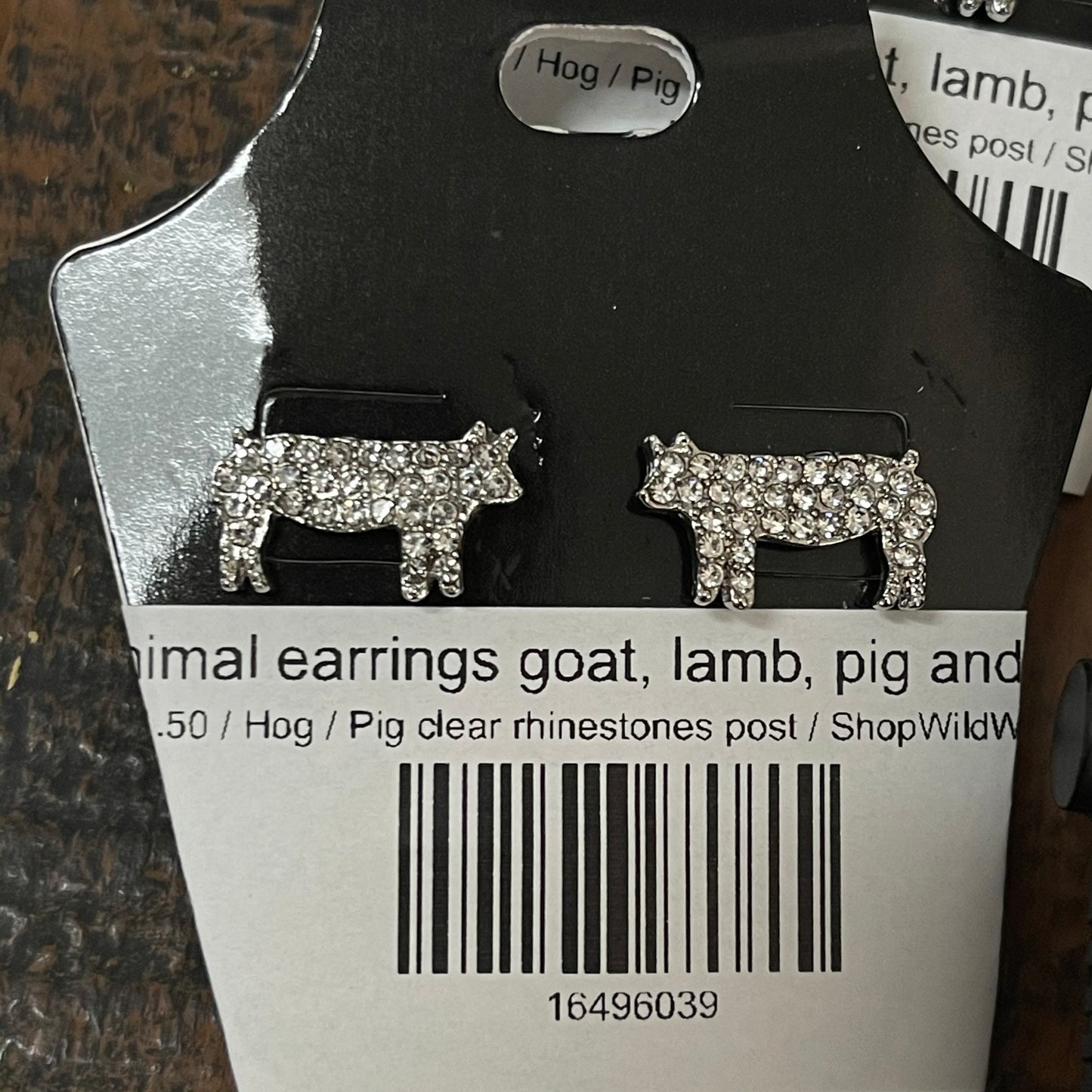 Animal earrings goat, lamb, pig and steer