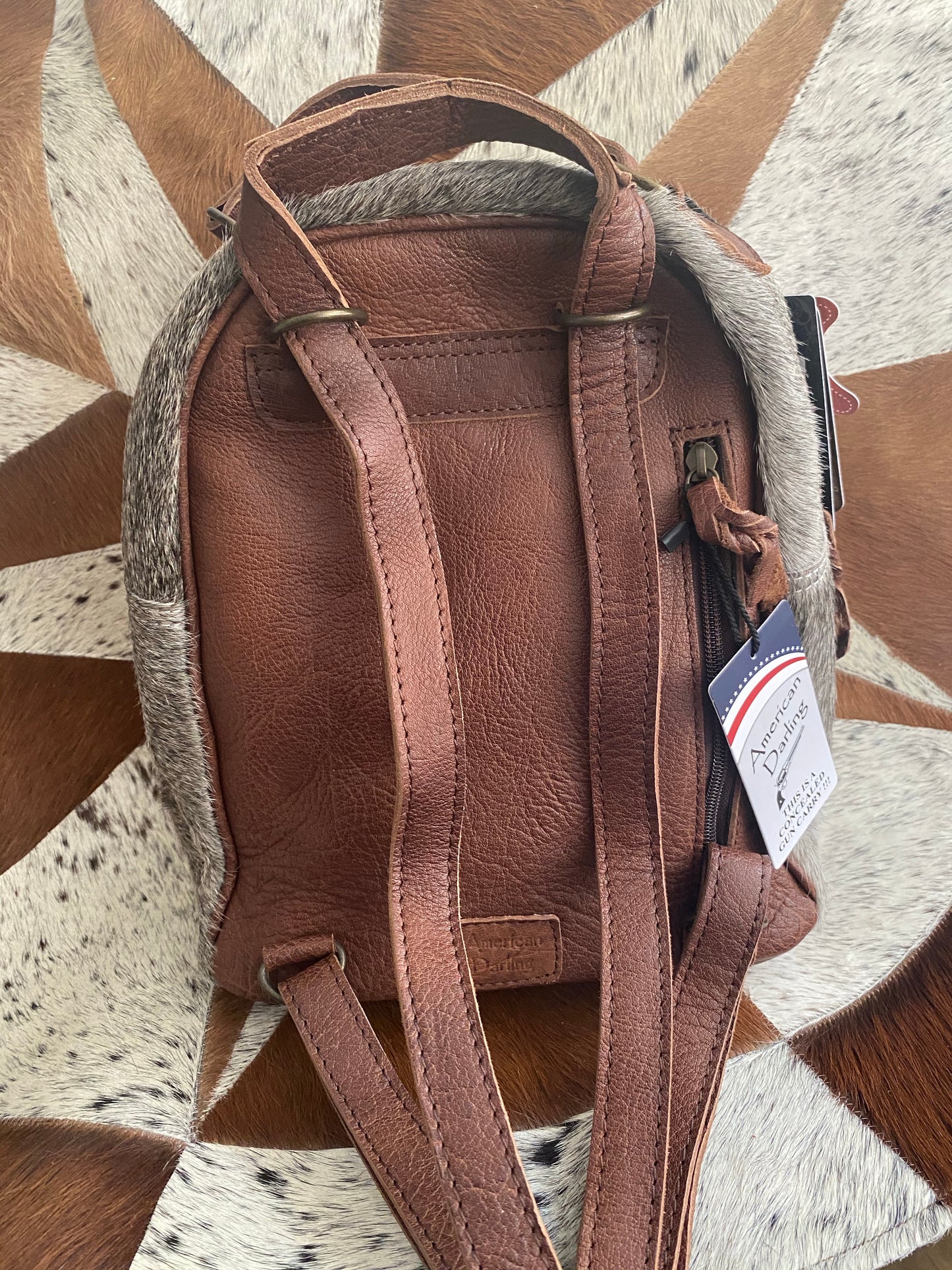 Purses American Darling tooled leather and cowhide Backpack ADBGS156BRAH