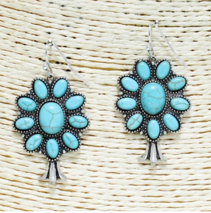 Teardrop, squash blossom or western blossom earrings turquoise or multi colored stone AE3673 AE3673 AE3675 AE3674 SE0758