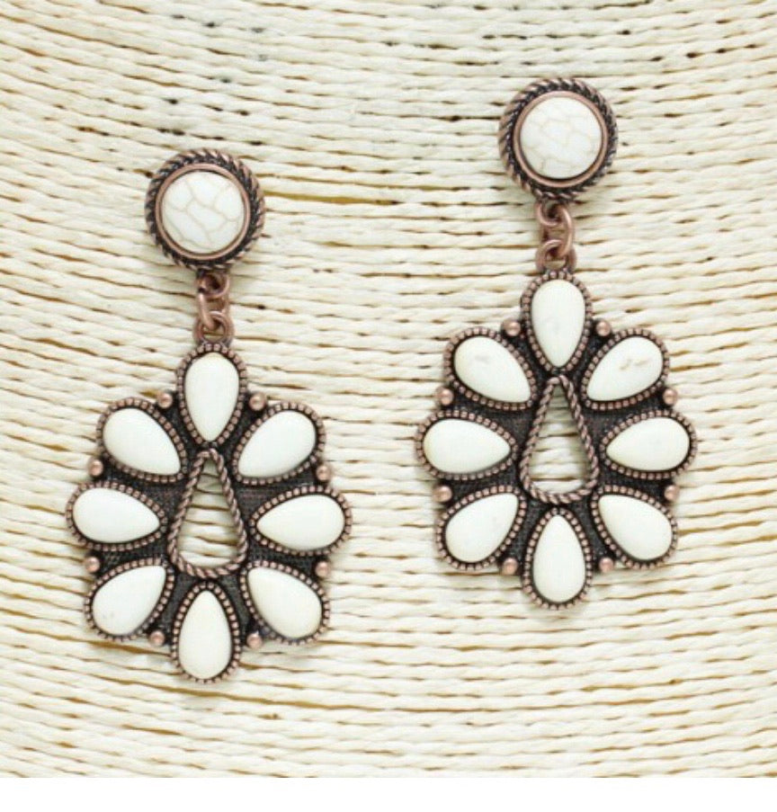 Turquoise or white stone earrings SEO892 SE0893
