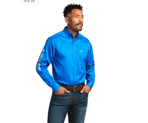 Shirts Men’s Ariat Blue Logo Sleeve 10039370