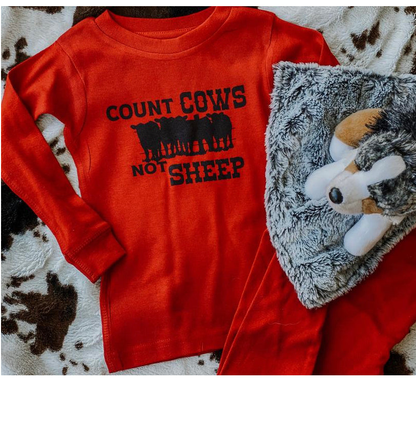 Kid’s Sleep in the barn and Count cows pajama set. Baby sizes. Shirts Kid’s